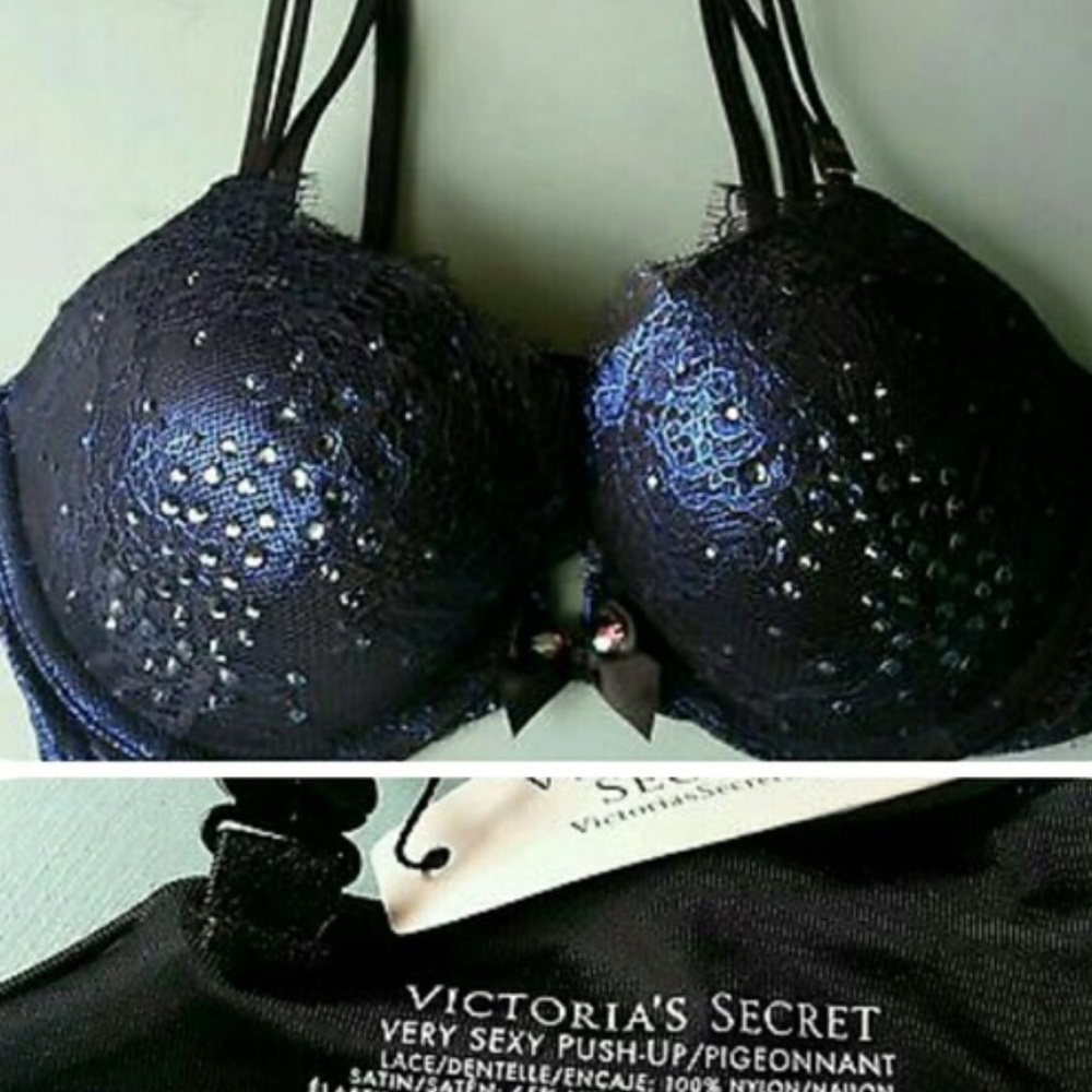 *NWOT* VS Bombshell ADDS-2-CUPS Foil Lace Bra
